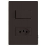 Conjunto Interruptor Paralelo + 1 Tomada 10a 4x2 - RECTA CHOCOLATE SATIN FOSCO 